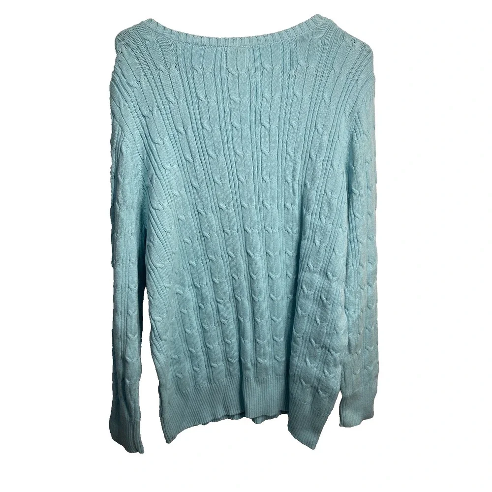 st johns bay womens blue sweater plus size 3X XXXL v neck knit long sleeve - Picture 5 of 5